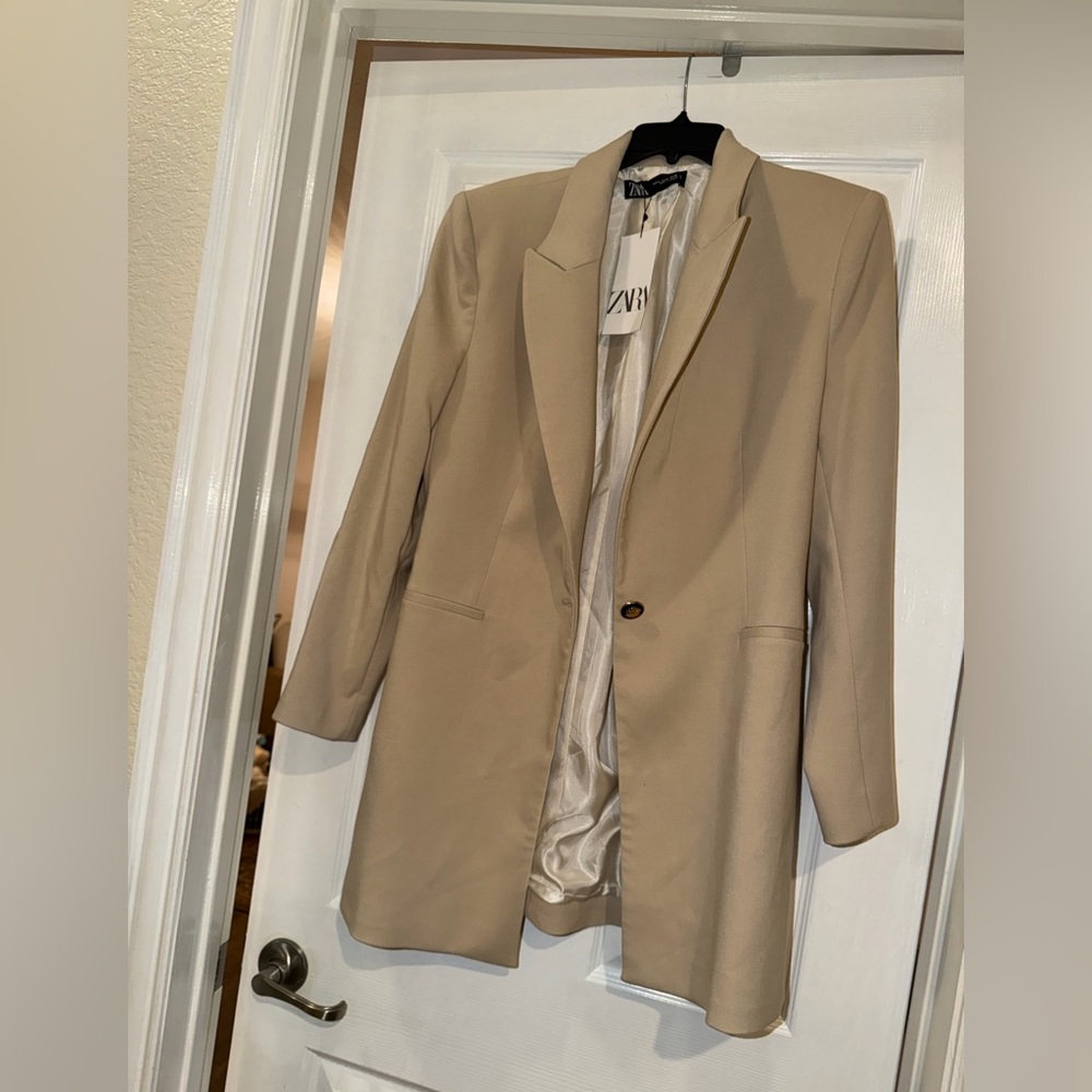 Zara Oversized Beige Blazer Jacket